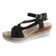 thumbnail image 1 of Bmisegm Ladies Weave Open Toe Buckle Strap Flock Slope Heel Thick Soled Wedges Roman Sandals Womens Sandals Summer Black 9, 1 of 9