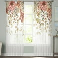 Eucalyptus Deciduous Dahlia Rose Tulle Sheer Curtain for Bedroom