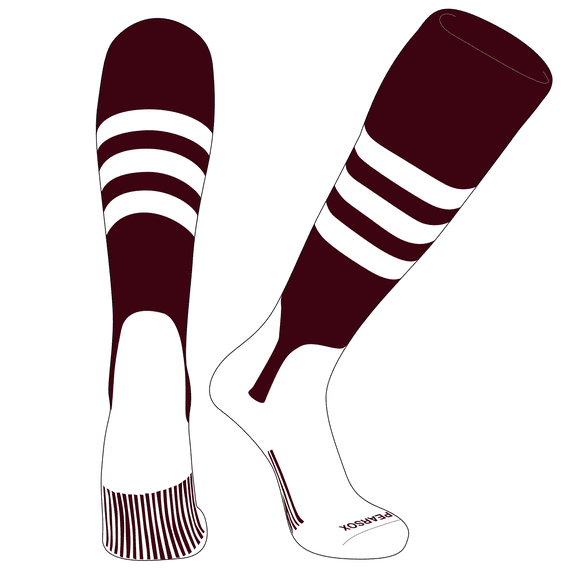 PEAR SOX OTC Baseball Softball Stirrup Socks (A, 5in) Maroon, White (XS)