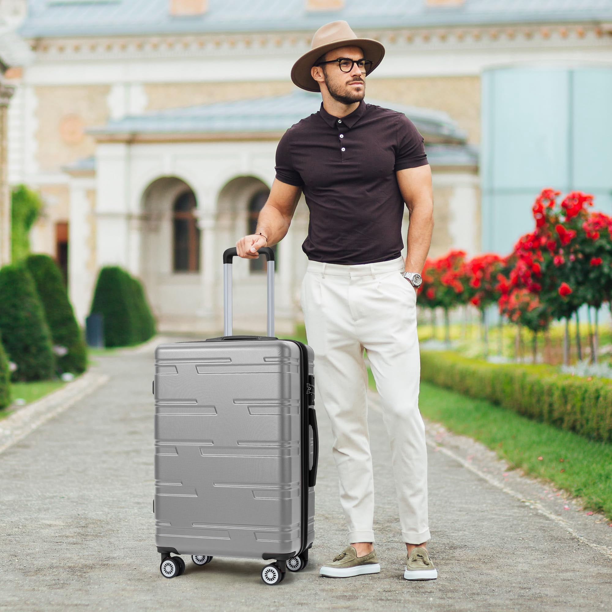Ataucjin Hardside Carry On Luggage with Spinner Wheels, 24 inch Expandable Hard Shell Carry On Luggage with Spinner Wheels, Hardside Carry On Suitcase with Tsa Lock, Lightweight Hardshell Suitcase
