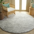 thumbnail image 2 of SAFAVIEH Jasmine Sashka Solid Polyester Shag Area Rug, Grey/Ivory, 6'7" x 6'7" Round, 2 of 7
