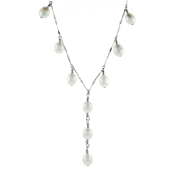 925 Sterling Silver 8.5mm Freshwater Pearl Chain Necklace