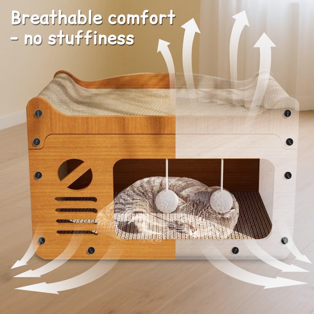 Cat Scratching Board Corrugated Large Space Cat Rest Villa Cat House Cat Bed With Scratch Pads Corrugated Pet Toys