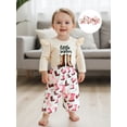 thumbnail image 4 of BemeyourBBs Western Baby Girl Cowgirl Clothes Newborn Baby Girls Litter Sister Outfit Letter Long Sleeve Romper Boot Print Pants Set Bow Headband 3 Pcs Spring Fall Winter Clothing, 4 of 9