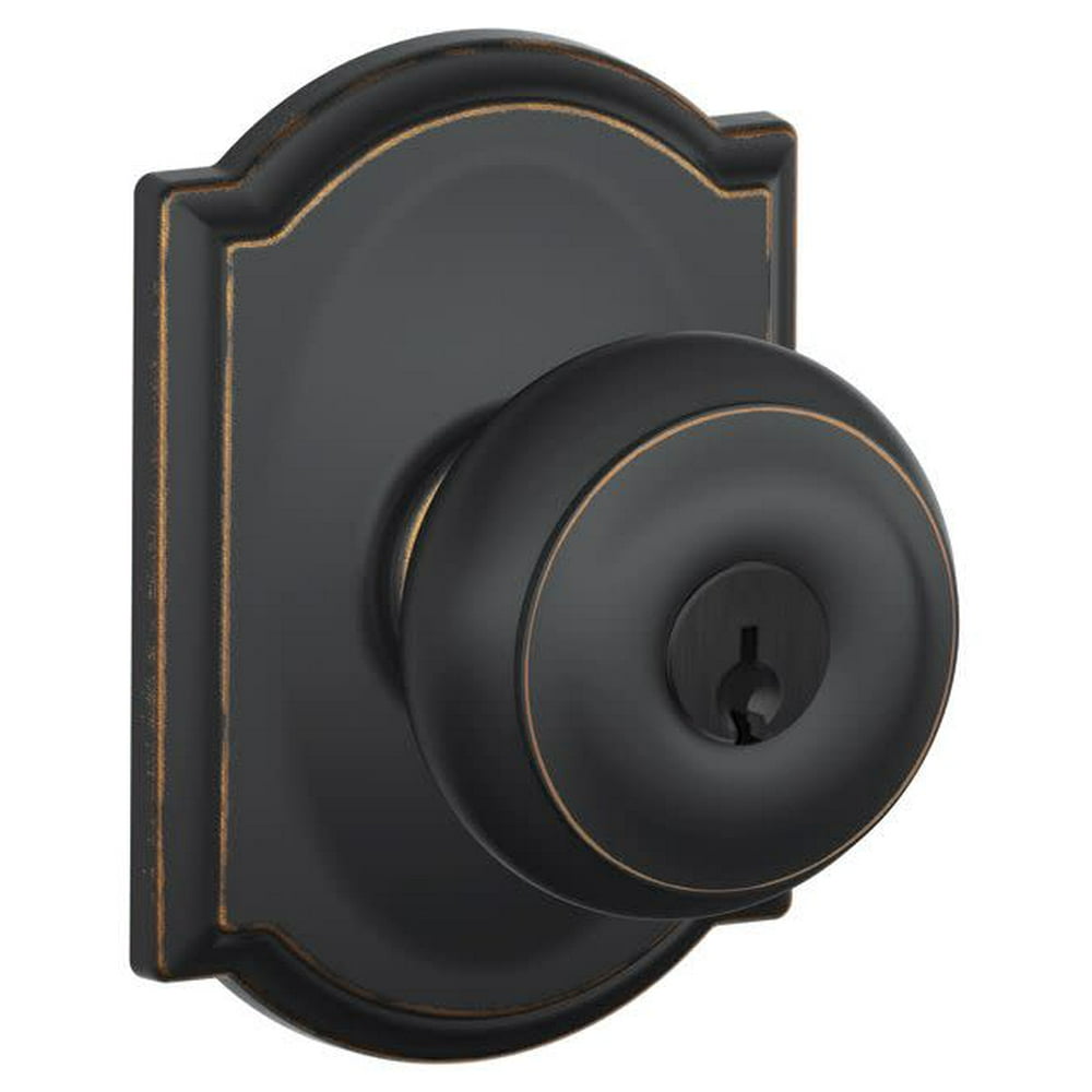 Schlage F51GeoCam Keyed Entry Panic Proof Door Knob Set