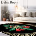 thumbnail image 2 of ODIKA 8'x10' Machine Washable Non-Slip Area Rug, Nordic Winter Tree Scene with Festive Bell Ornaments Interlocking High Traffic Rug, Black, 649167, 2 of 7