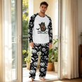 thumbnail image 2 of Men's Halloween Pajama Set Long Sleeve Raglan Soft Cotton Loungewear with Letter Top & Full Length Pants for Home Night White L, 2 of 5