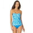 thumbnail image 7 of ANNE COLE Women's Blue Floral Twist Front Bandeau Tankini Swimsuit Top L, 7 of 7