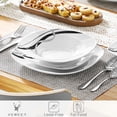 thumbnail image 4 of Veweet Series Fiona Juego De Vajilla De 30 Piezas Para 6 Platos Blancos, Juego De Vajilla De Porcelana Con Rayas Negras Y Grises, Incluye Platos De Postre, Platos Hondos, Platos Llanos, Tazas Y Platil, 4 of 5