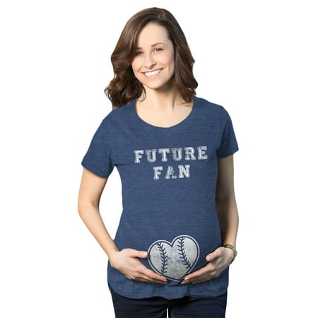 

Maternity Future Fan Baseball Heart Pregnancy Tshirt Cute Sports Tee (Heather Navy) - M