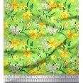 thumbnail image 1 of Soimoi Georgette Viscose Fabric Ogee Damask,Plumeria & Daffodil Floral Printed Fabric 1 Yard 42 Inch Wide, 1 of 1