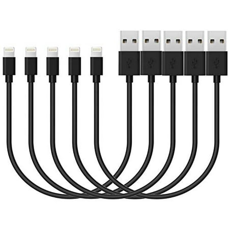 Green Colored I Phone 5 Chargers Charging iPhone Cables, Short USB Lightning Cord Cable/Data Sync Transfer Wire Compatible for iPhoneX Case/8/8 Plus/7/7 Plus/6/ 6s Plus,iPad Mini- Black, 8-inch, 5-Pack ()