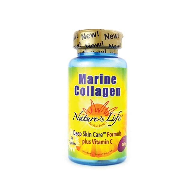 Natures Life Marine Collagen Deep Skin Care Formula Plus Vitamin C | From Deep Cold-Water Fish | 30 Servings, 60 Caps
