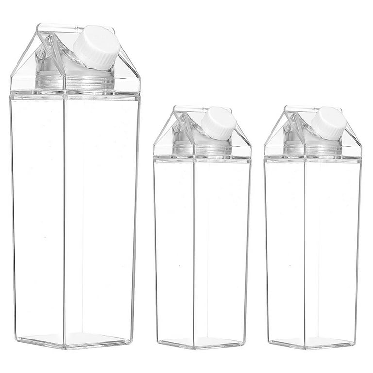 3pcs Clear Portable Empty Milk Bottles Fridge Milk Container 500ml