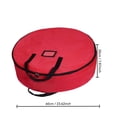 thumbnail image 3 of Christmas Wreath Storage Bag, 60cm Round Holiday Wreath Container with Reinforced Handles, PVC Material Christmas Decoration Storage Bag -Red, 3 of 6