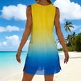 thumbnail image 4 of Vestido Formal Largo Impreso de Gasa Suelta con Cuello Redondo Y Bolsillos de Parche, Vestido Casual Largo para las Mujeres Primavera Verano, 4 of 7