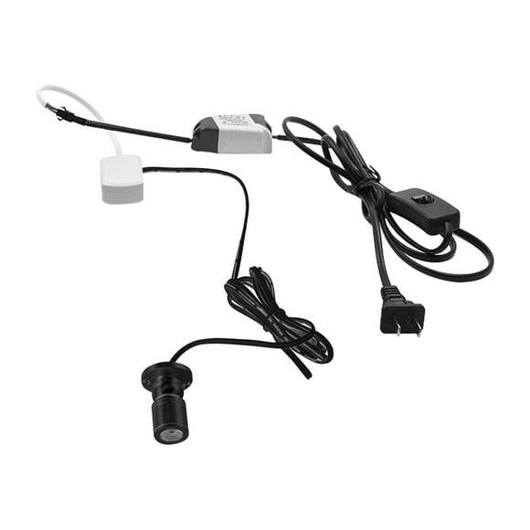 FSLiving 1W LED Mini Spotlight 360°Rotated Plug in Button Cable Black Lampbody Cool White Light(6000K) for Accent Lighting Cartoon Jewelry Showcase Cabinet Lego Model - 1 Set with 1 Spotlight
