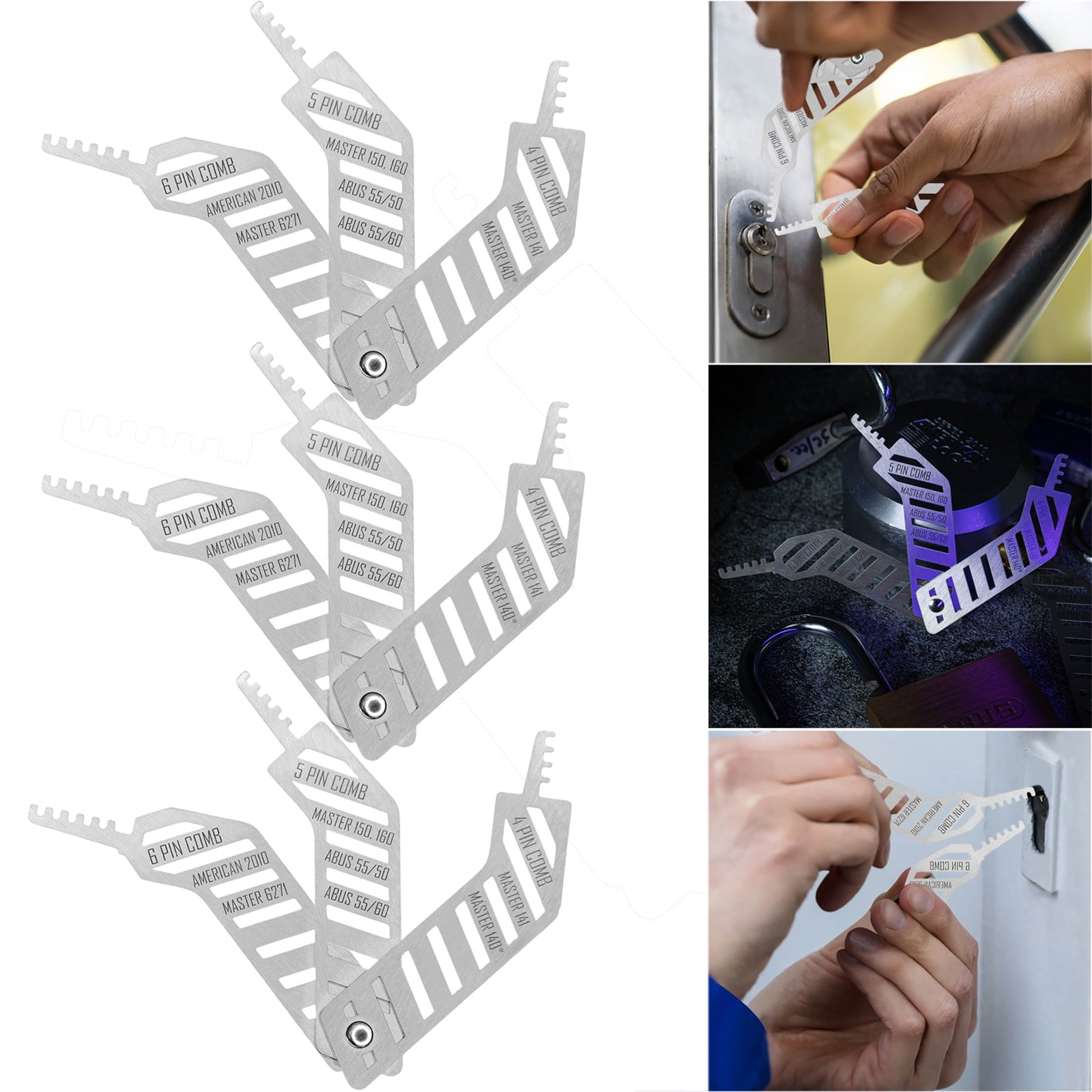 3-Pack Portable Multipurpose Combo Lock Bypass Tools, Mini Shim