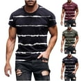 thumbnail image 1 of CEHVOM T-Shirt Rayé Homme Manches Courtes, Hauts Décontractés Rayés Homme, T-Shirts Rayés Basiques Été 2024 Homme, Chandail Décontracté Col Rond Entraînement Physique Sport T-Shirt Blouse, 1 of 5