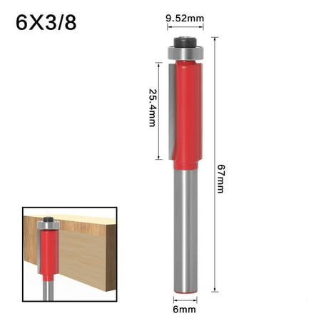 

6mm Shank Straight Flush Trim Router Bit Woodworking Cutting Tool Pro Tile Saw 360 Protractor with Swing Arm Digital Angle Meter Angle Metal Trim Meter Saw Flooring Saw Digital Adapter Angle Db