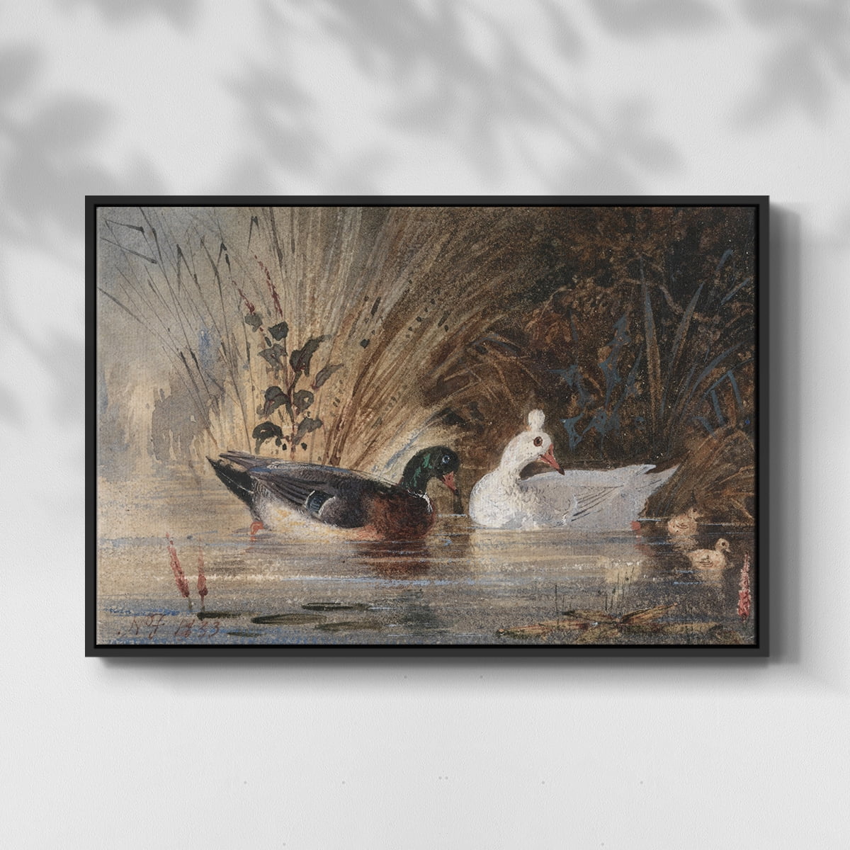 Vintage Animal Print-XVIII By Wexford Home Framed in Black Wood Gallery Wrapped Canvas 25 in. x 37 in.