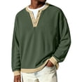thumbnail image 3 of Havenx Henley Shirts for Men Long Sleeve Quarter Button Sweater Ribbed Crewneck T-Shirt Lightweight Stylish Relaxed Fit Fashion Clothing,Deep Green S, 3 of 6