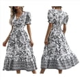 thumbnail image 2 of Vestido Informal, Fluido, con Estampado Floral Bohemio y Mangas Abullonadas para Mujer (Verano 2025) Negro S, 2 of 7