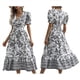 thumbnail image 2 of Vestido Informal, Fluido, con Estampado Floral Bohemio y Mangas Abullonadas para Mujer (Verano 2025) Negro M, 2 of 7
