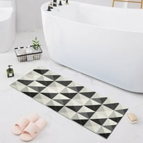 Bath Mat Soft Plush Non-Slip Absorbent Bathroom Rugs 39"x20" Black White Geometric