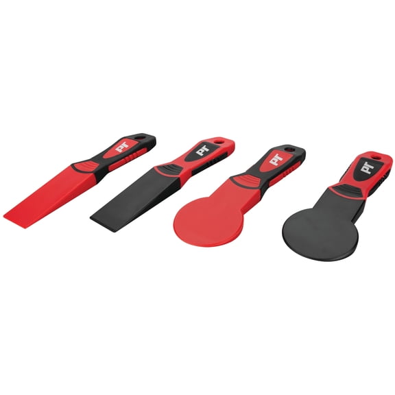 Performance Tool W83301 4-Piece Universal Trim Removal Tool Set, 4 Wedges, PVC and Nylon, For Safely Removing Door Panels, Dashboards, Bezels, and More, Red and Black