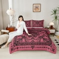 thumbnail image 4 of Manfei Exotic Style Flowers Bedding Comforter Set,Rustic Damask Print Twin Comforter Sets,Red Black Bedding Set For Kids,Ultra Soft Home Decor Reversible,2 Pieces, 4 of 8