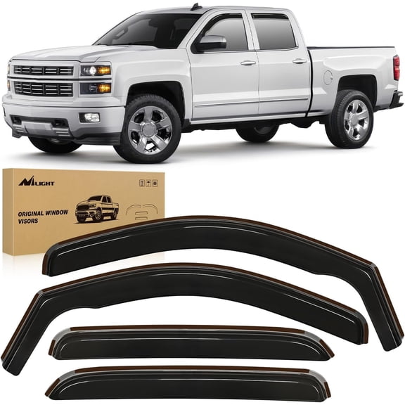 Nilight Window Visor Compatible with Chevy Silverado 1500/Avalanche 2007 2008 2009 2010 2011 2012 2013 GMC Sierra 1500/Silverado/Sierra 2500-3500HD Crew Cab Yukon XL in Channel Rain Guards