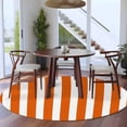 thumbnail image 4 of Burnt Orange Striped Large Area Rugs for Bedroom Living Room, Soft Non Slip Carpet Bedside Rug, Thanksgiving Orange White Stripes Round Floor Cover Kitchen Accent Rug 5' for Dining Room/Office, 4 of 9