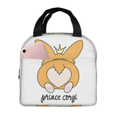Insulated Lunch Bag for Women Men - Prince Corgi Dog Leakproof Cooler Lunch Box for Women Men  Lunch Tote Bags for Work School Picnic Travel