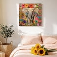 thumbnail image 4 of Canvas Wall Art Elephant Canvas Art Print Animal Floral Garden Oil Paint Style Pictures Wall Decor for Living Room Bedroom Artwork Decorations Stretched Framed Ready to Hang 16"x16", 4 of 9