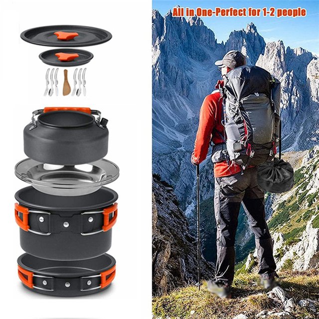 kitchenware,With Stainless Steel Pan Kettle Set Cookware Set Stainless Steel Plates Utensils Outdoors Picnic Set Non-stick Pot And Utensils Outdoors Steel Plates And Mewmewcat Plates And Utensils