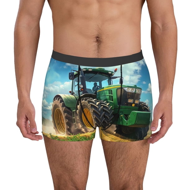 Fotbe Green Tractor Field Calzoncillos Tipo Boxer con Bolsa de Soporte Total para Hombre, X-Temp Fresco, Transpirable y de Secado Rápido-Large