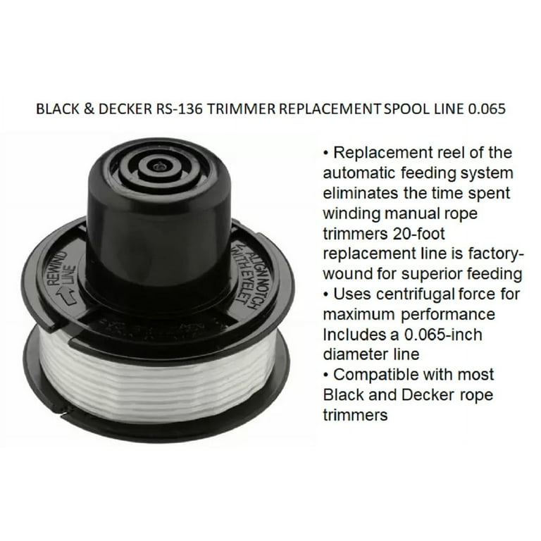  Trimmer Line Replacement Spools for Black & Decker Auto-Feed  String Trimmers .065 10 Pack: 8 Spools + 1 Cap + 1 Spring : Patio, Lawn &  Garden