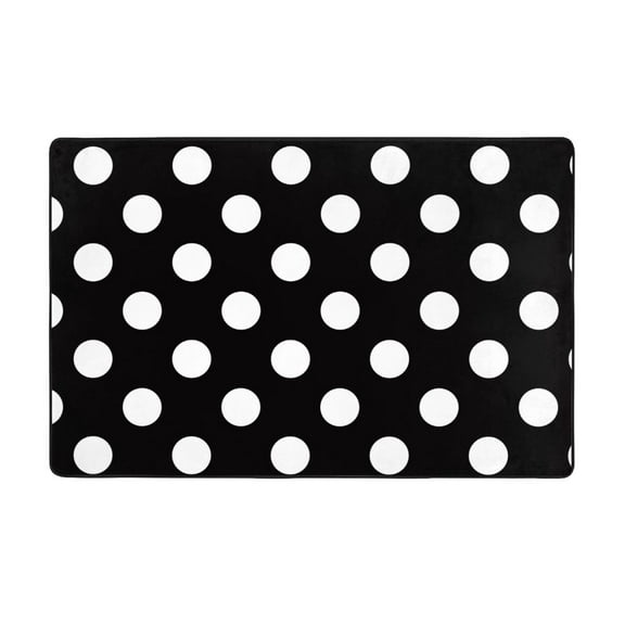 Black and White Polka Dot Shaggy Area Rug, Rugs for Living Room Bedroom Non Slip Door Mat Indoor Carpet Machine Washable Nursery Home Decor Floor Mats for Entryway 60x39in-#
