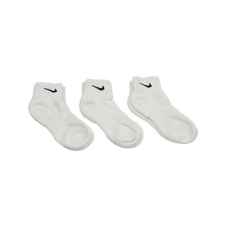 Nike White / Black Cushion Quarter Training Socks 3-Pack Athletic - M ...