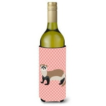 Carolines Treasures BB7878LITERK Ferret Pink Check Wine Bottle Beverge Insulator Hugger