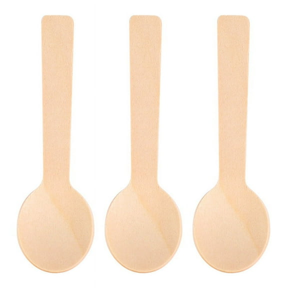 100Pcs Disposable Wooden Spoon Mini Ice Cream Spoon Wood Western Dessert Scoop Wedding Kitchen Accessories
