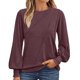 thumbnail image 1 of Blusa de manga larga con cuello redondo y pliegues para mujer - 82 % poliéster, top informal de negocios, 2025, de moda - Tallas S-XXL, 1 of 8