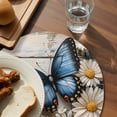 thumbnail image 4 of Round Placemats Wood Grain 15 inch Set of 2 Table Mats for Dining Table Blue Butterfly Flower Heat Resistant Non-Slip Kitchen & Home Decorative Place Mat Set, 4 of 8