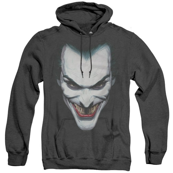 Batman Joker Portrait Adult Heather Hoodie Sweatshirt Black