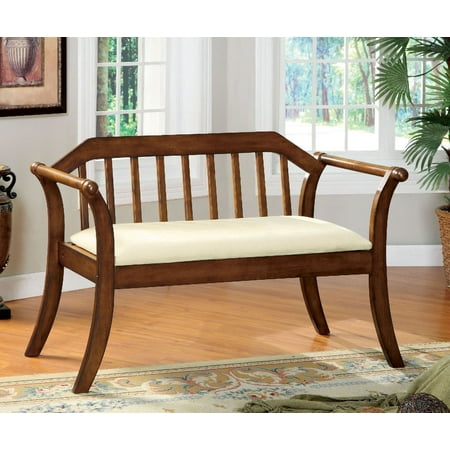Discount Furniture Derby Simple Relax Derby Collection Modern Accent Bench Dark Oak With Ivory Padded Upholstrey Seat ()