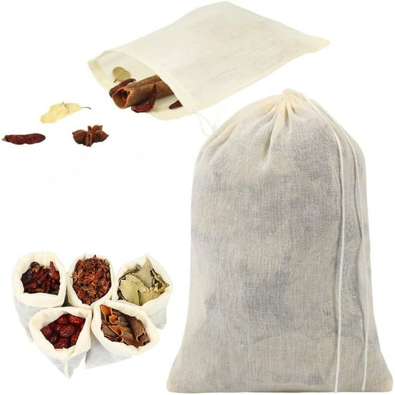 Spice Bags for Cooking 60 Pcs, Reusable Drawstring Muslin Bag Natural for Straining Natural Cotton Sachet Herb Bags Cotton Bags Coffee Tea Brew Bags (4 x 6 inch)