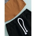 thumbnail image 2 of VOLTEY 0-7T Kids Baby Boys Summer Clothes Set Short Sleeve Patchwork Crew Tees and White Straps Short Pants Outfits for Toddler Boys, 2 of 9