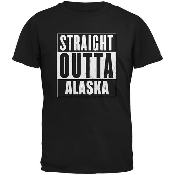 Straight Outta Alaska Black Adult T-Shirt - 2X-Large