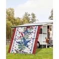 thumbnail image 4 of 4th of July RV Awning Sun Shade Screen 9'X7' Star USA Flag Mesh Sunscreen Eucalyptus Leaves Red Blue Awning Shade Screen with Zipper UV Blocker Completed Kits Outdoor Canopy for RV Motorhome Camper, 4 of 7
